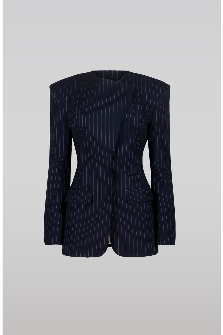 Navy Pinstripe Suit Jacket, Main, color, Navy