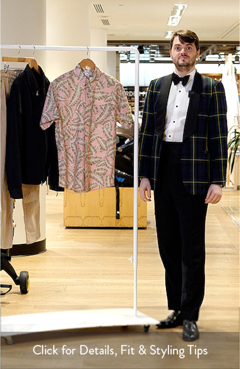 Palm Leaf Print Short Sleeve Cotton Button-Down Shirt, sales video thumbnail