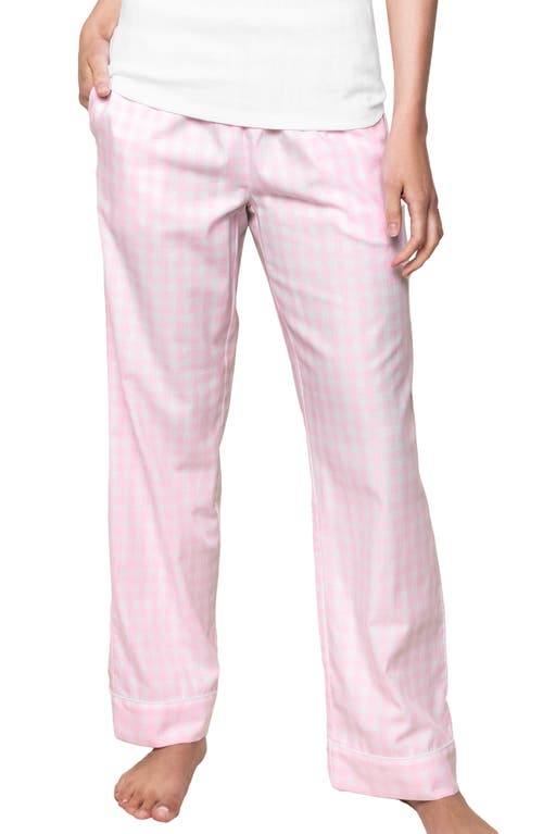 Petite Plume Gingham Cotton Pajama Pants In Pink