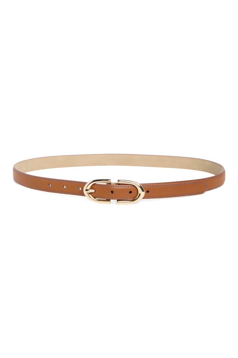 Stitch Edge Skinny Belt, Main, color, COGNAC