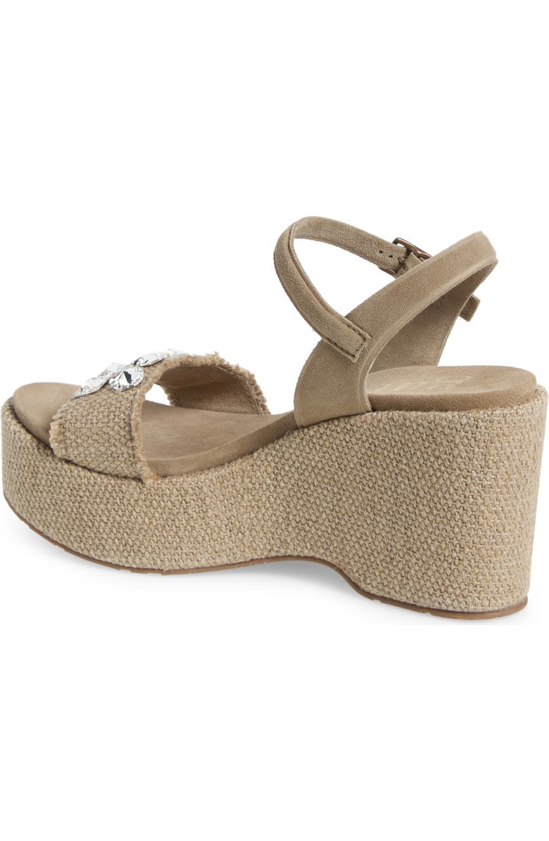 Pedro Garcia Delina Ankle Strap Platform Wedge Sandal, Alternate, color, Flax Nubby Linen