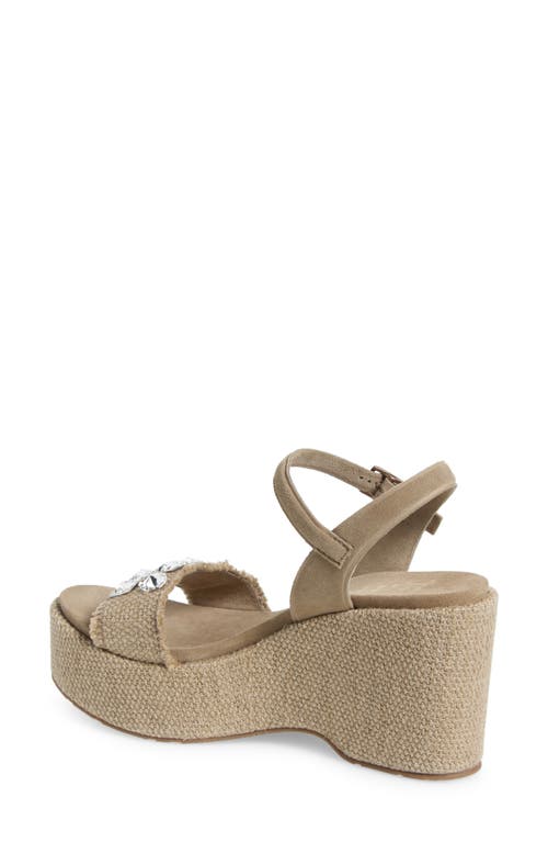 Shop Pedro Garcia Delina Ankle Strap Platform Wedge Sandal In Flax Nubby Linen