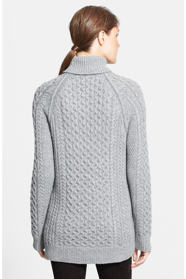 Cable Knit Turtleneck Sweater, Alternate, color, CINDER