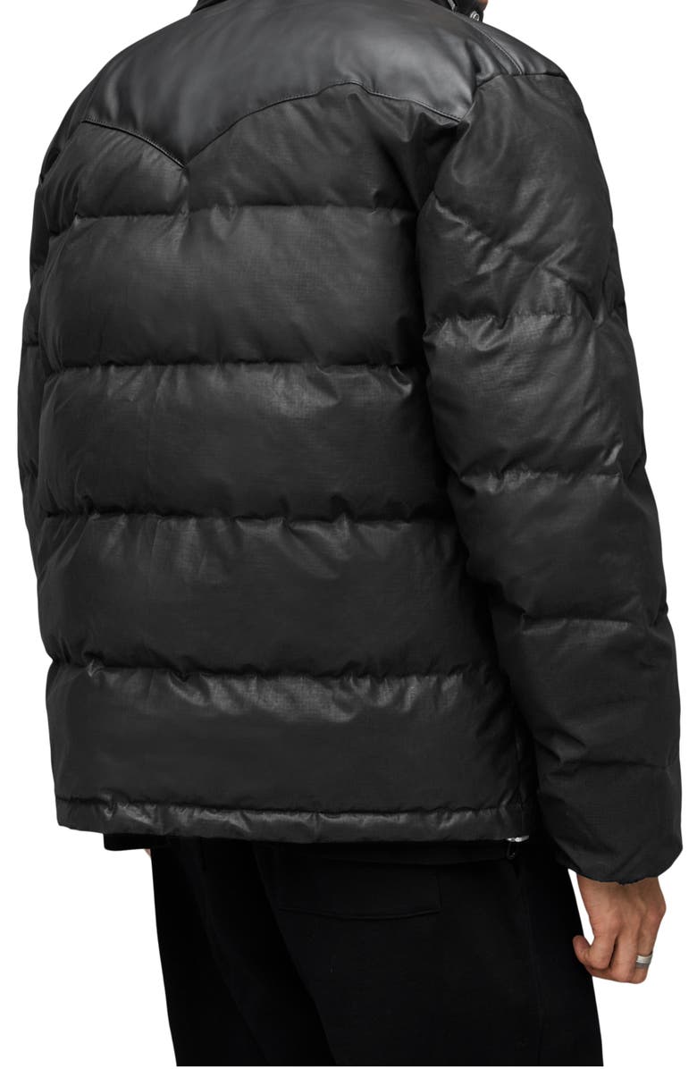 AllSaints Altair Waxed Puffer Jacket with Stowaway Hood, Alternate, color, 