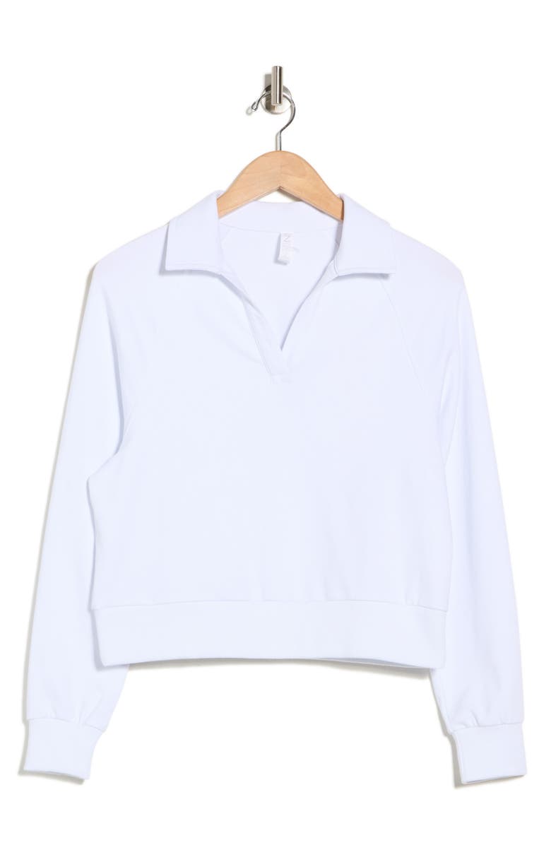 Z by Zella Relay French Terry Polo Sweatshirt, Alternate, color, White