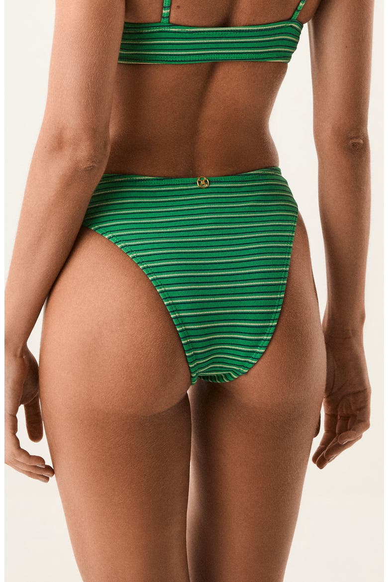 Lucie Lindsay Striped Cheeky Bikini Bottoms, Alternate, color, GREEN