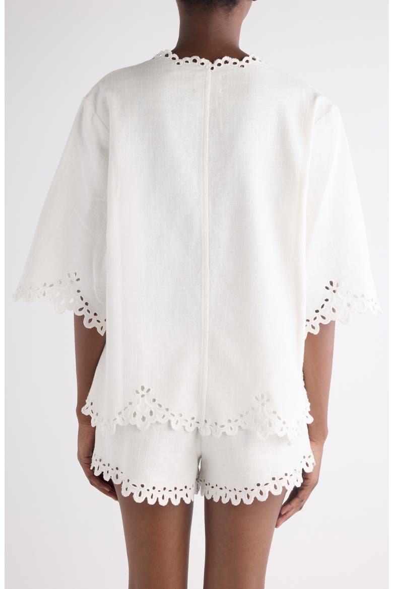 Shana Eyelet Embroidered Cotton Tunic, Alternate, color, WHITE