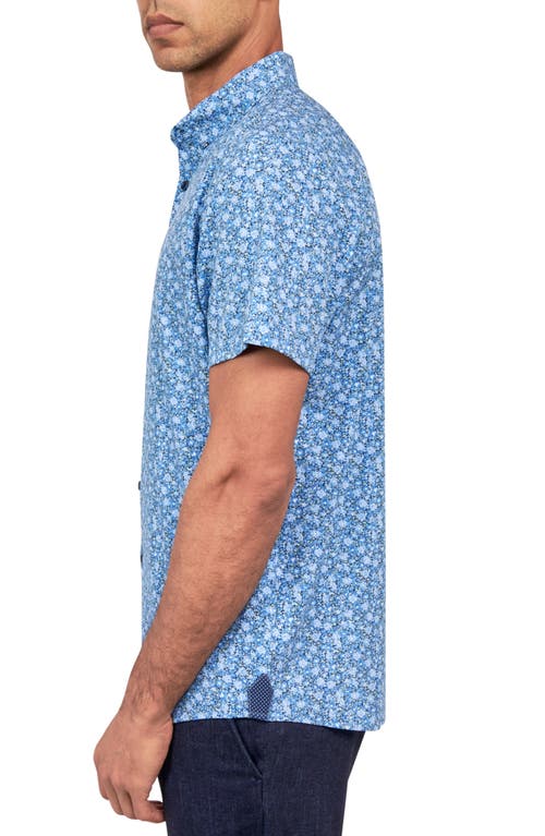 Brooklyn Brigade Ditsy Floral Short Sleeve Shirt In Blue