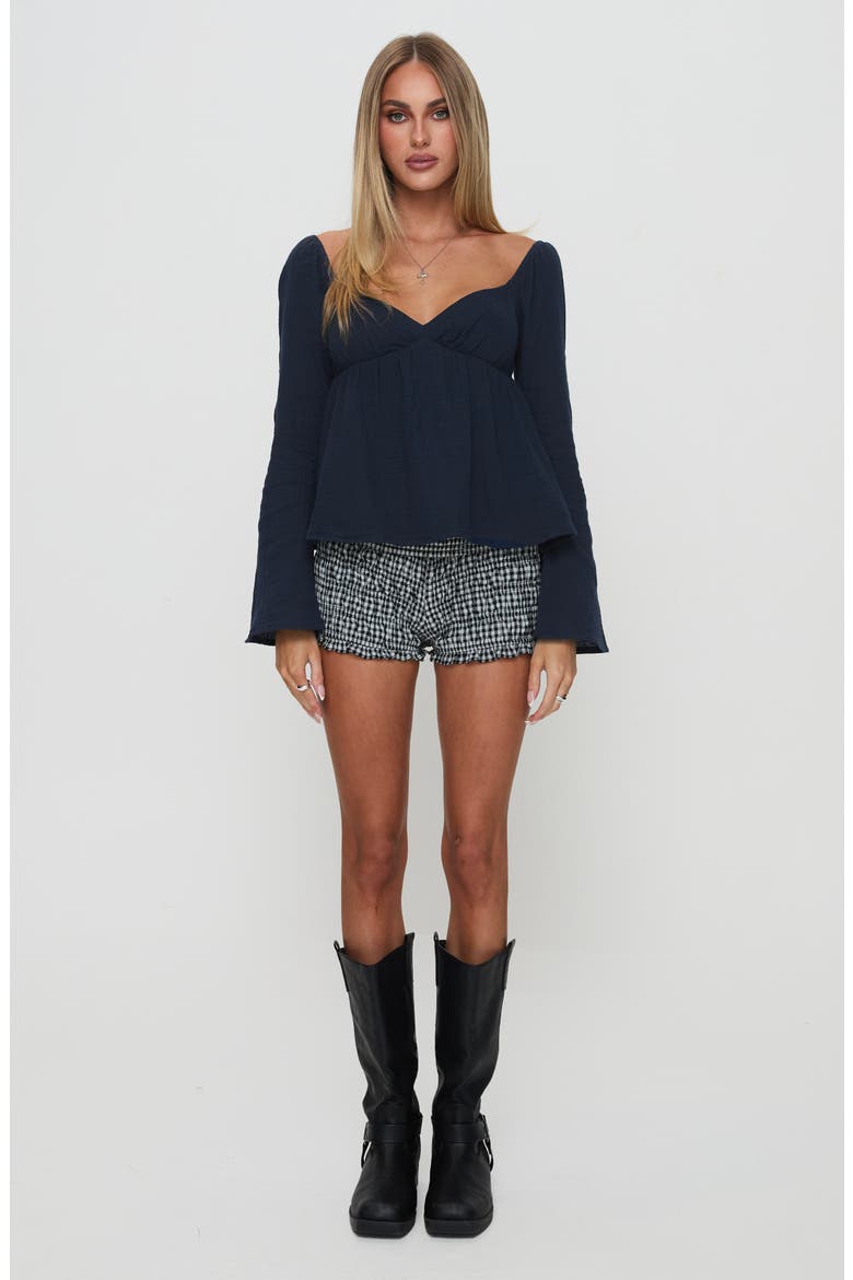 Khalea Long Sleeve Babydoll Top, Alternate, color, NAVY