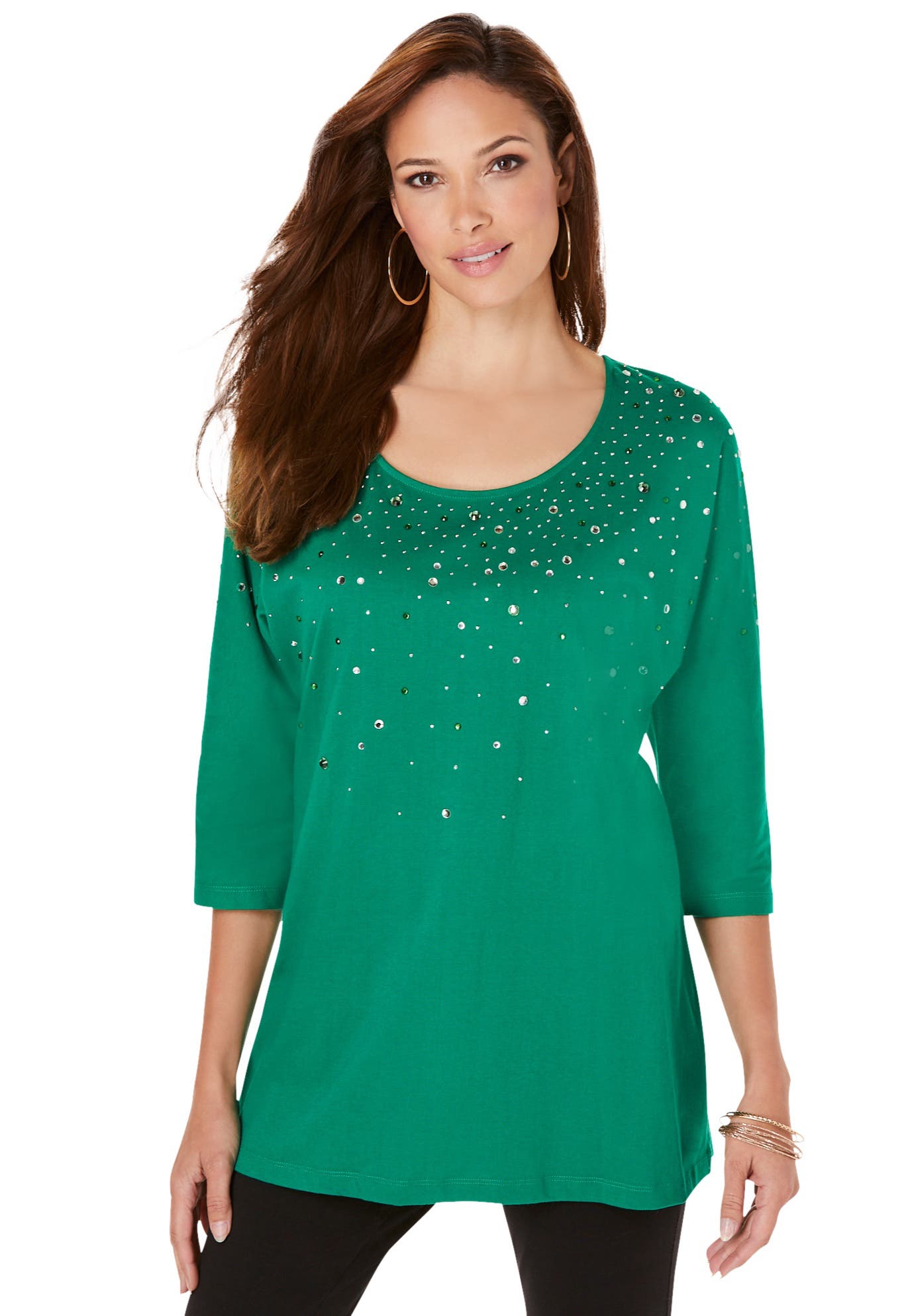 Plus Size Three Quarter Sleeve Embellished Tunic - image 3