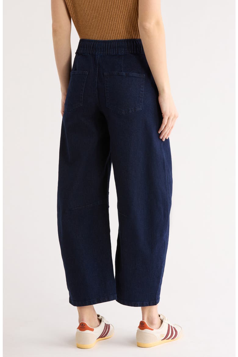Drawstring Barrel Leg Jeans, Alternate, color, DARK WASH