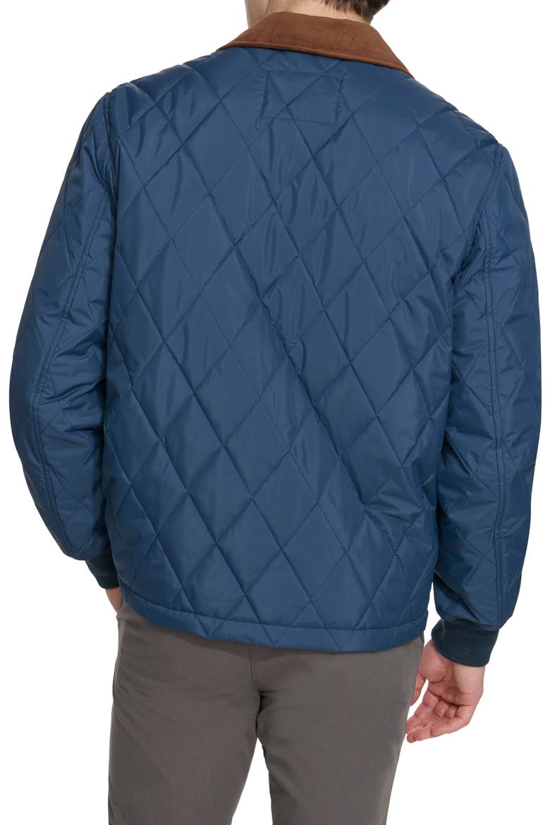 Quilted Water Resistant Corduroy Collar Bomber, Alternate, color, NAVY