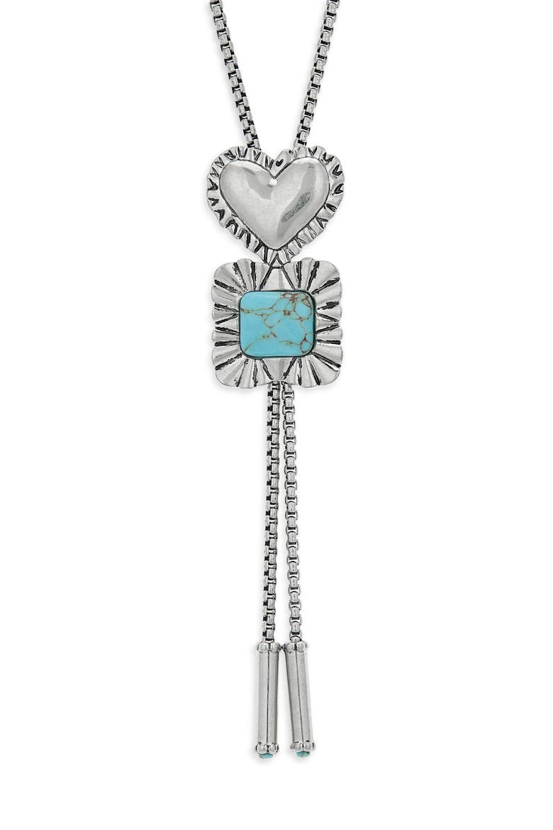 Ruffle Heart Bolo Necklace, Main, color, TURQUOISE
