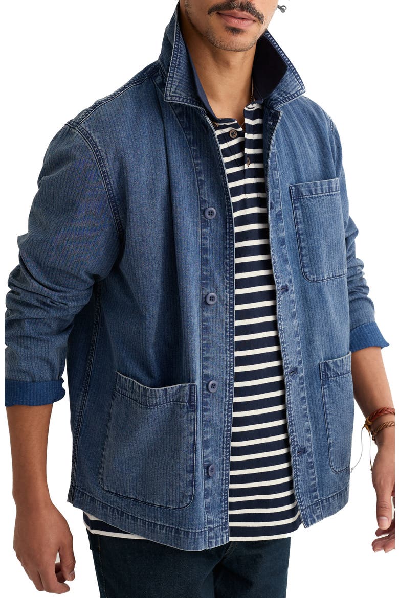 Tin Stream Denim Work Jacket, Main, color, DARK MID INDIGO WASH