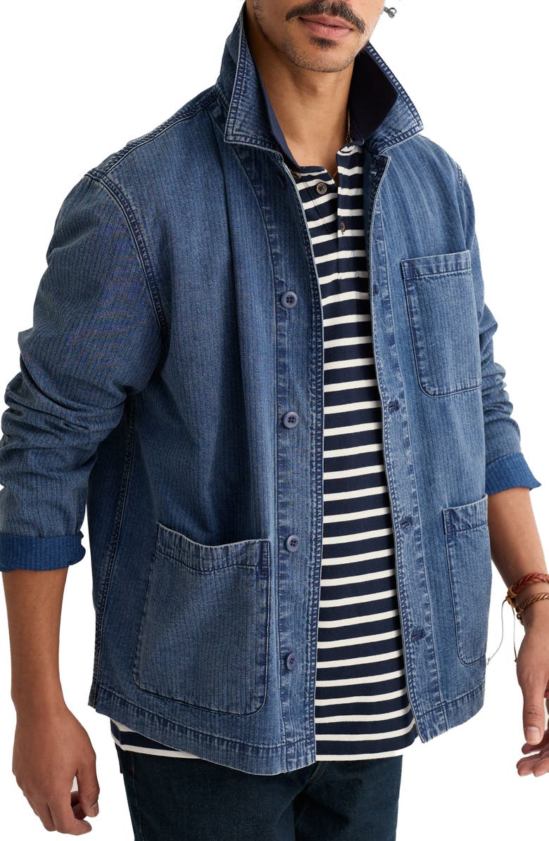 Seasalt Cornwall Tin Stream Denim Work Jacket, Main, color, Dark Mid Indigo Wash