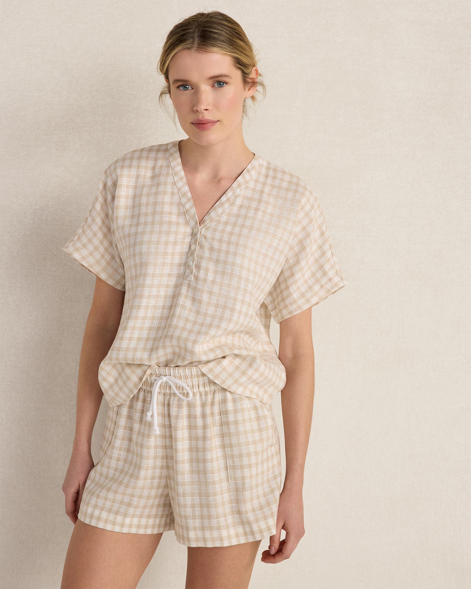 selected Dobby Gingham Ivory/ Neutral