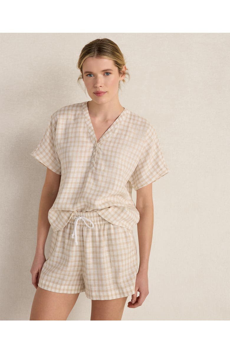 Haven Well Within Linen Blend Gingham Top, Main, color, Dobby Gingham Ivory/ Neutral