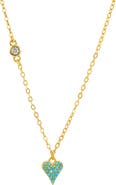 SAVVY CIE JEWELS Turquoise Pavè Heart Pendant Necklace