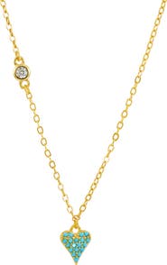 SAVVY CIE JEWELS Turquoise Pavè Heart Pendant Necklace