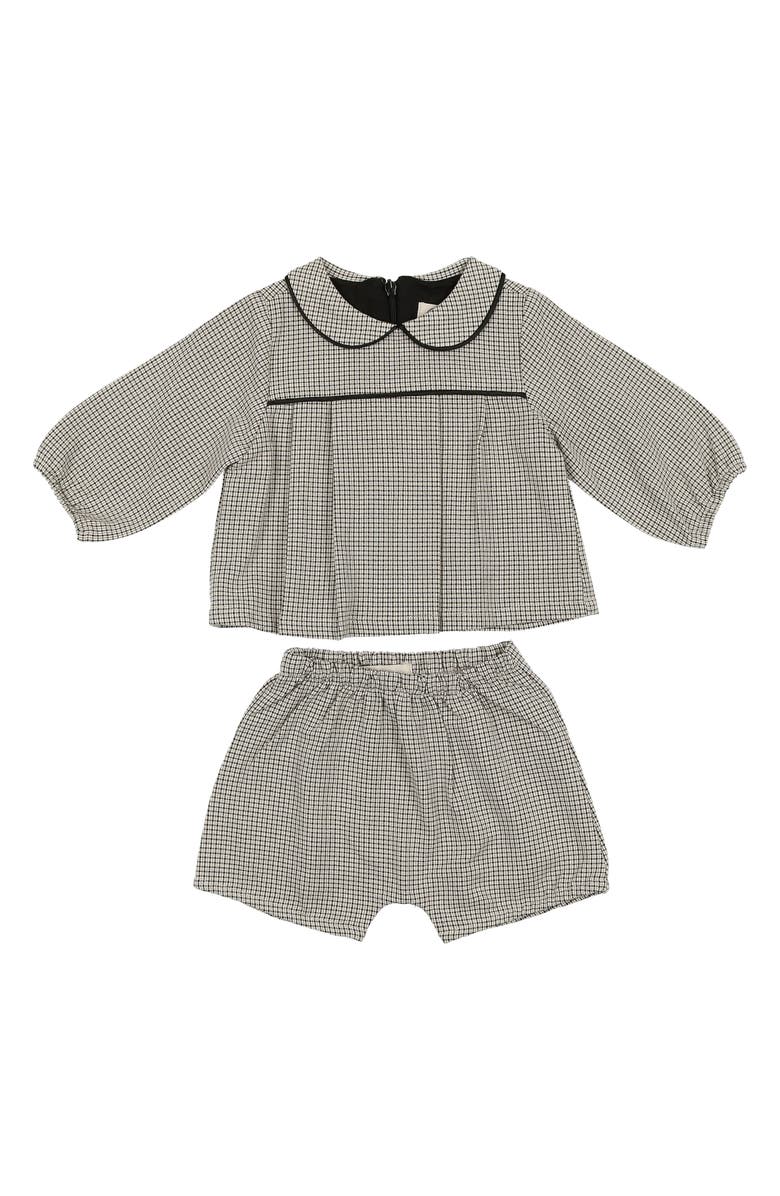 Manière Check Peter Pan Collar Top 
Shorts Set, Main, color, 