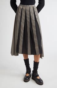 Meruert Tolegen Pleated Pinstripe Shifted Suiting Skirt