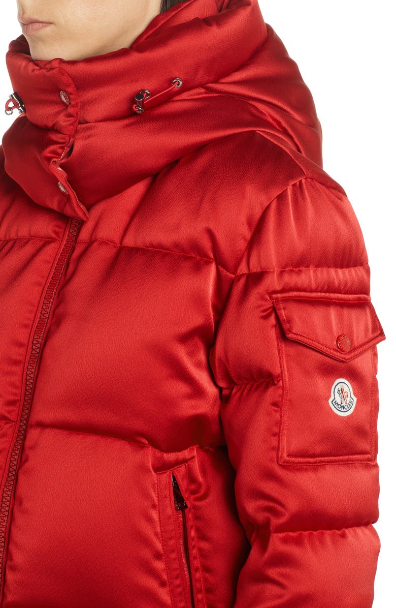 Moncler Wil Hooded Quilted Down Satin Puffer Jacket, Alternate, color,