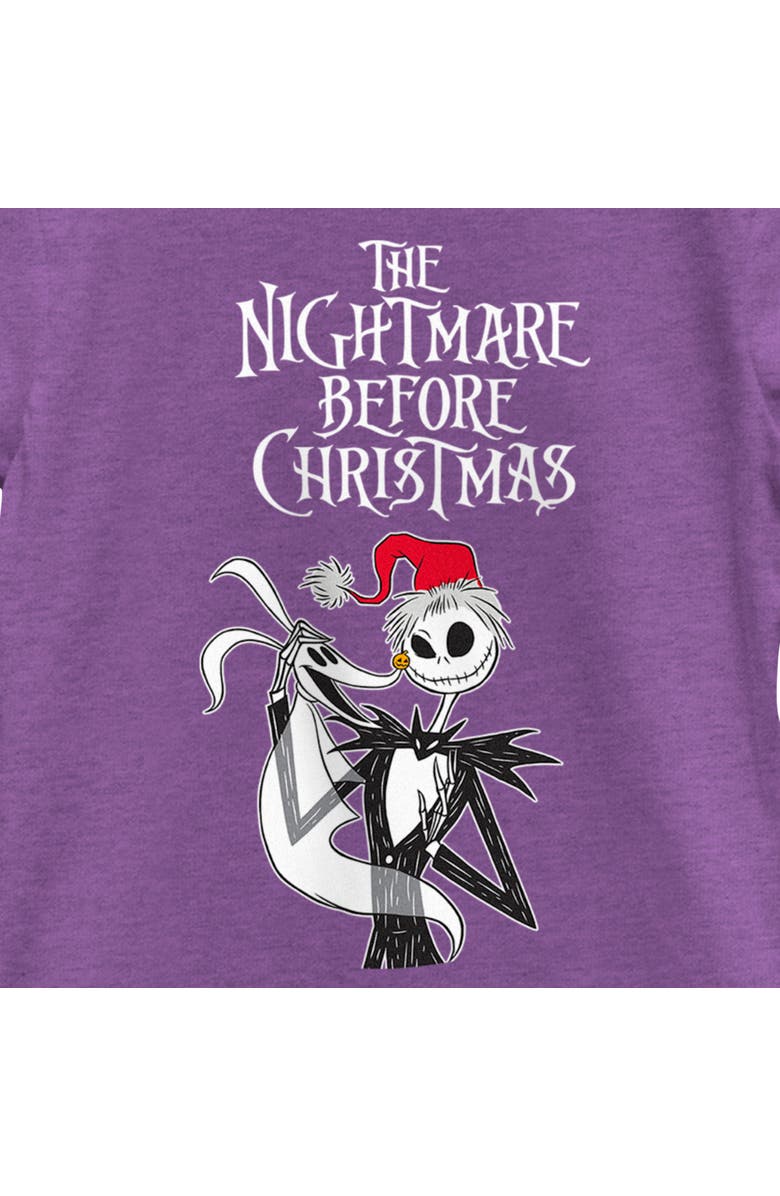 The Nightmare Before Christmas Girl's The Nightmare Before Christmas Jack Skellington Santa Hat Logo  Graphic T-Shirt, Alternate, color, Purple Berry