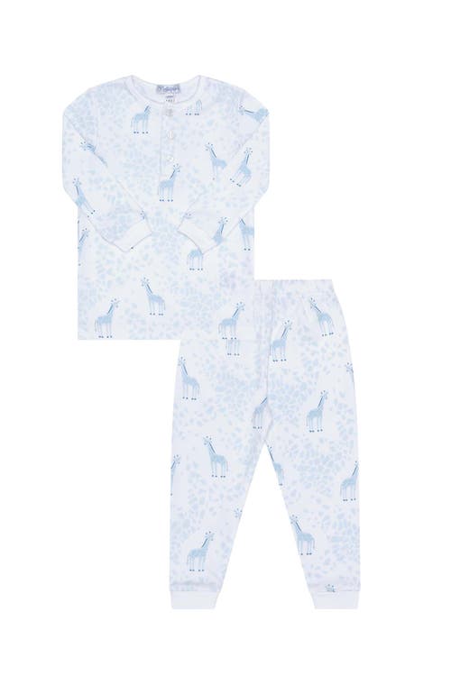 Nellapima Blue Giraffe Print Pajama In Blue