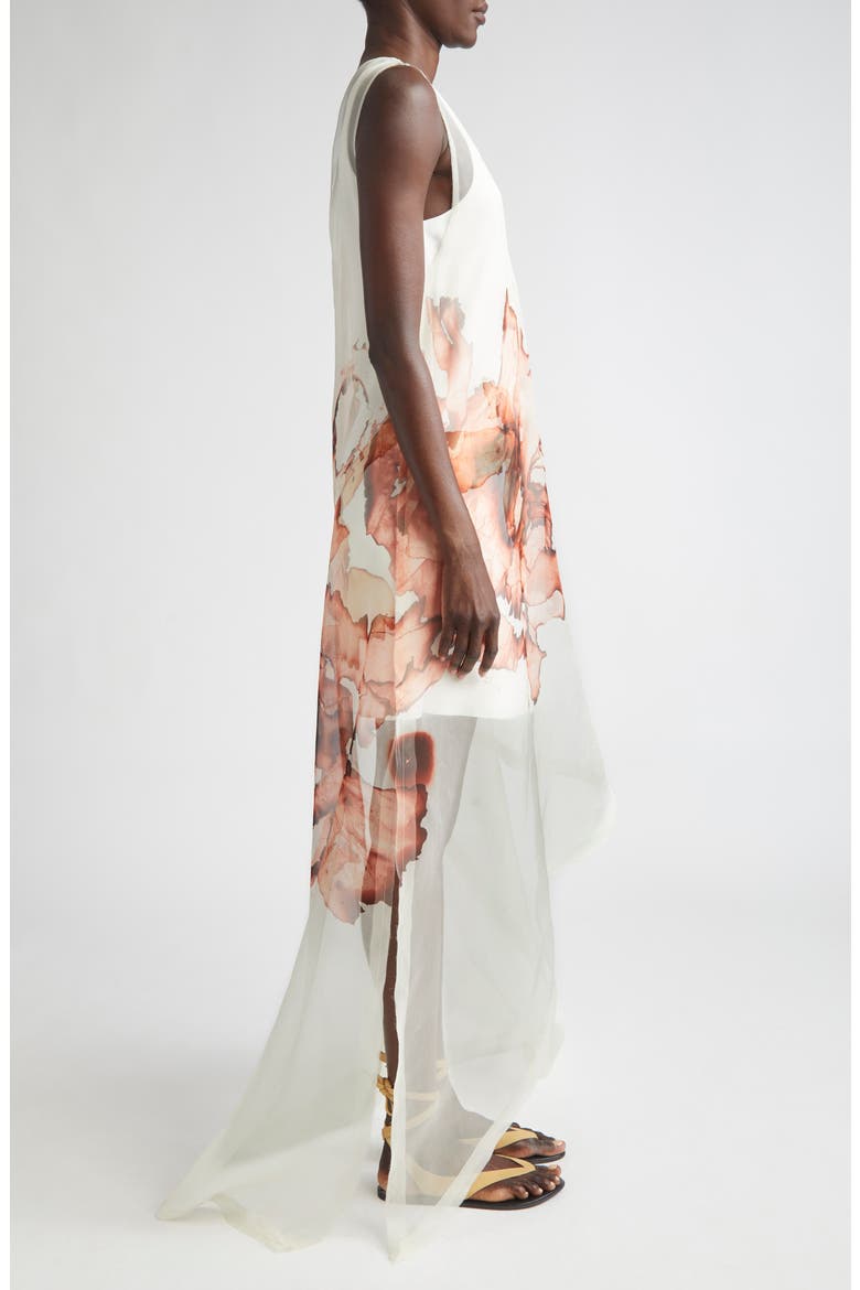 Burnt Floral Silk Organza Gown, Alternate, color, CALICO / PINK GINGER
