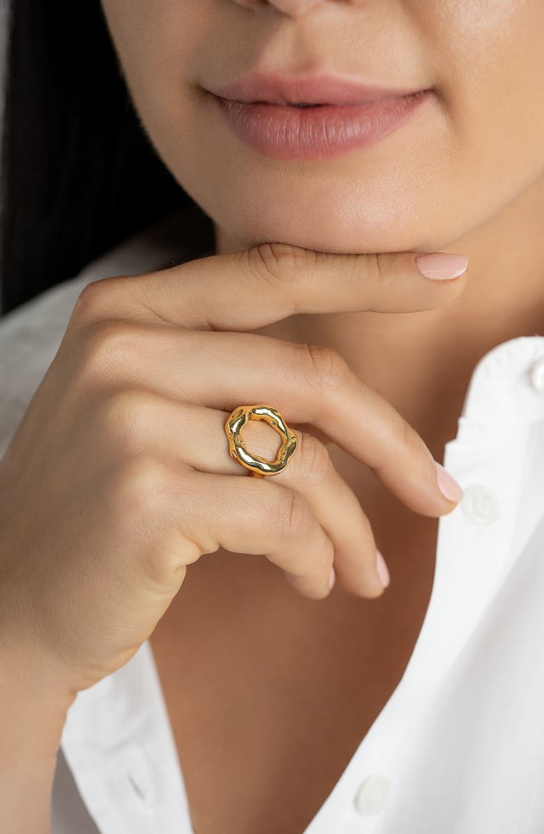 Adornia Water Resistant Hammered Circle Ring, Alternate, color, Gold