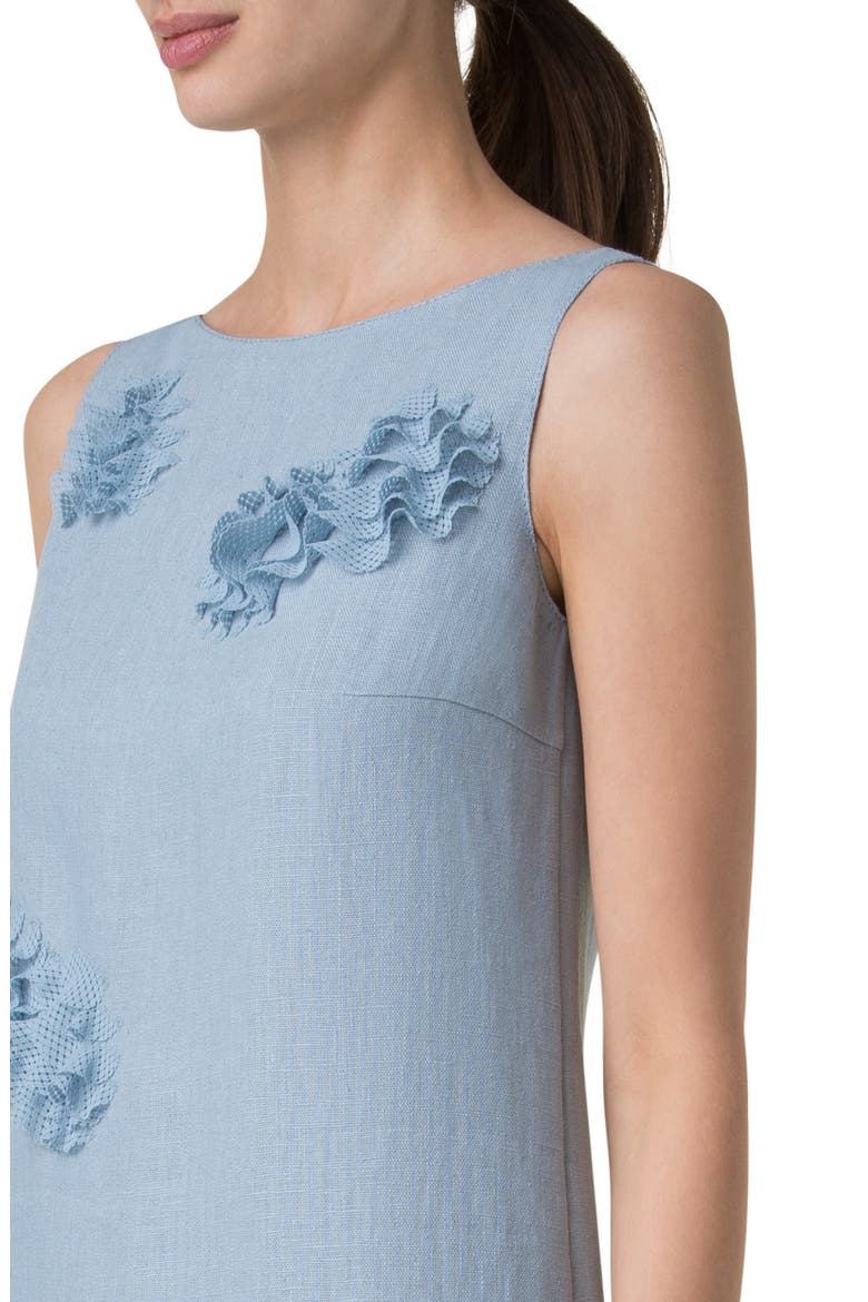 3D Carnation Linen Shift Dress, Alternate, color, ICE BLUE