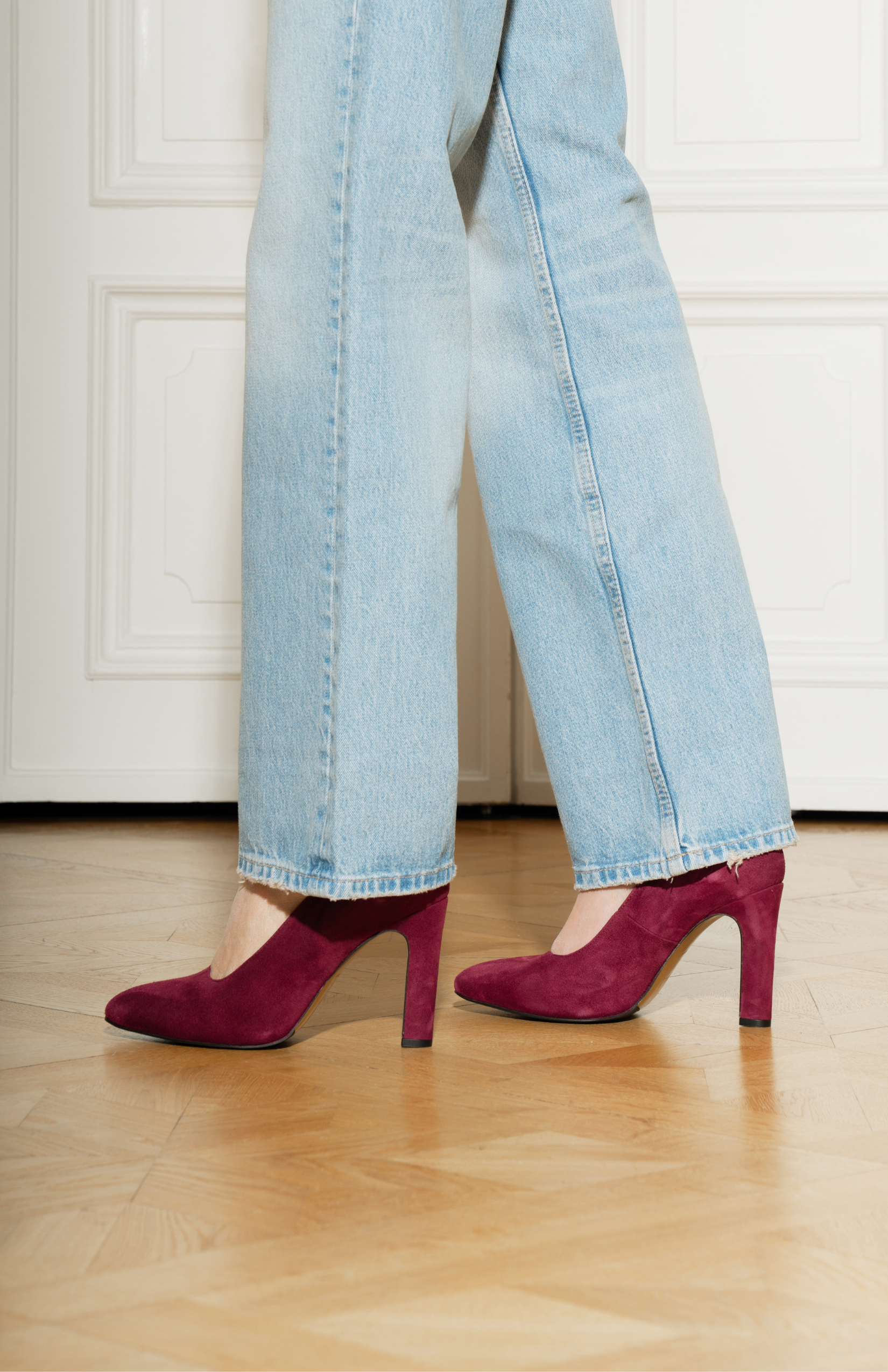 Jackie Orthopedic Suede Pumps, Alternate, color, Cherry Suede