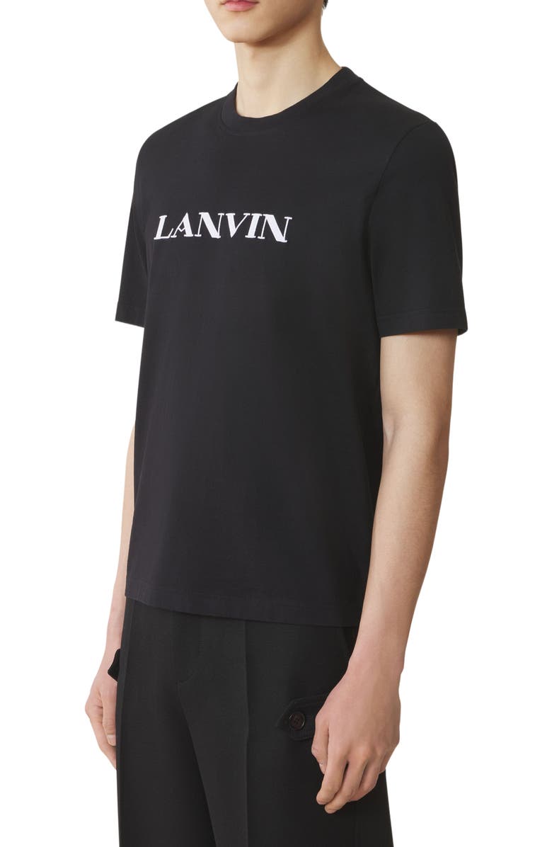 Lanvin Embroidered Cotton T-Shirt, Alternate, color, Black