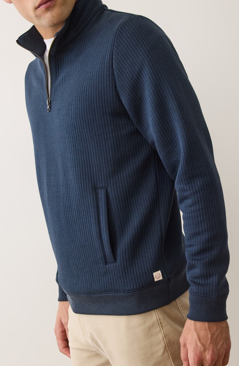Marine Layer Corbet Quilted Quarter Zip Sweatshirt, Alternate, color, Navy