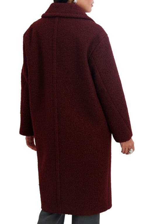 Tahari Ivy Double Breasted Longline Coat In Burgundy