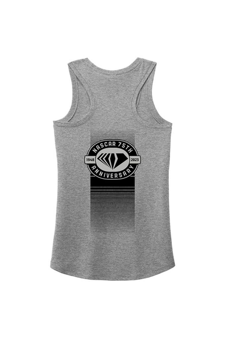 Women's E2 Apparel Heather Gray NASCAR 75th Anniversary Racerback Tank Top, Alternate, color, Heather Gray
