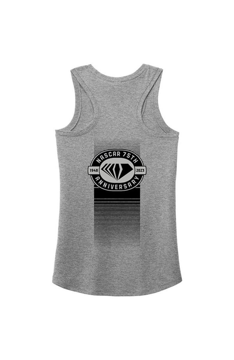 E2 APPAREL Women's E2 Apparel Heather Gray NASCAR 75th Anniversary Racerback Tank Top, Alternate, color,