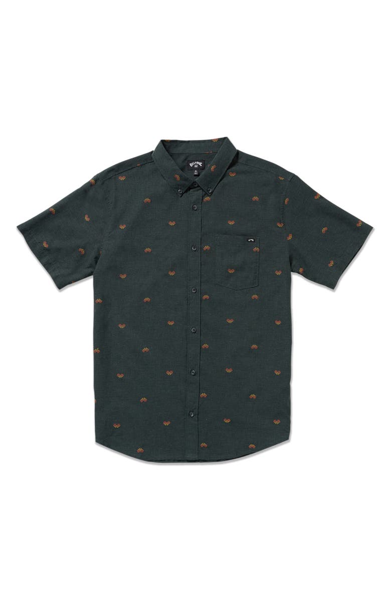 Billabong All Day Jacquard Short Sleeve Button-Down Shirt, Alternate, color, Stealth