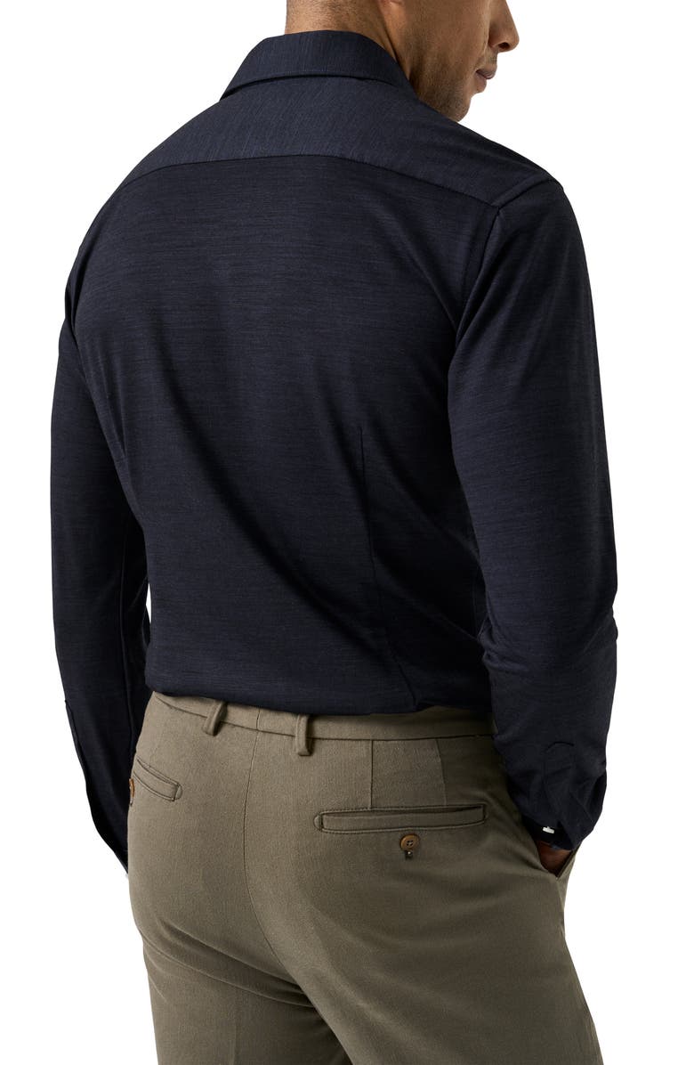 Eton Slim Fit Merino Wool Dress Shirt, Alternate, color, Navy