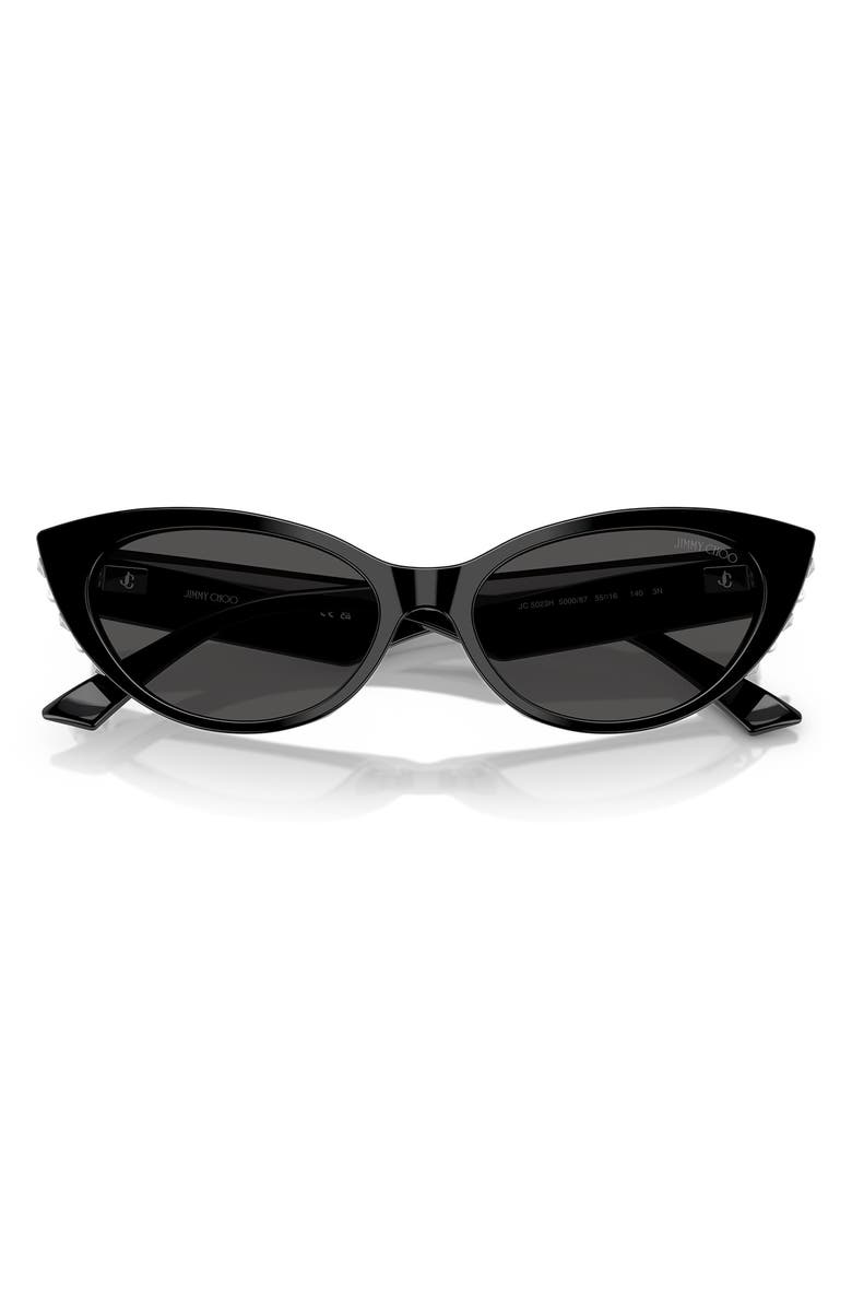 Jimmy Choo 55mm Cat Eye Sunglasses, Alternate, color, Black