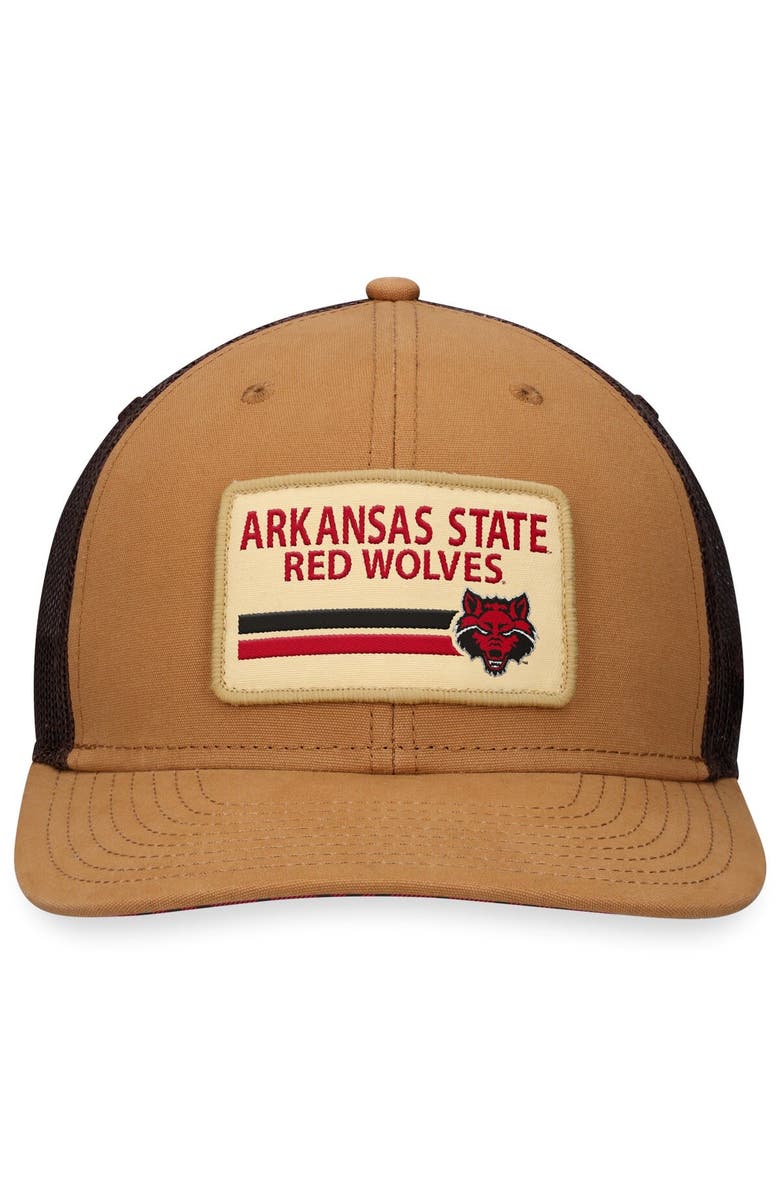 TOP OF THE WORLD Men's Top of the World Khaki Arkansas State Red Wolves Strive Trucker Adjustable Hat, Alternate, color, Khaki