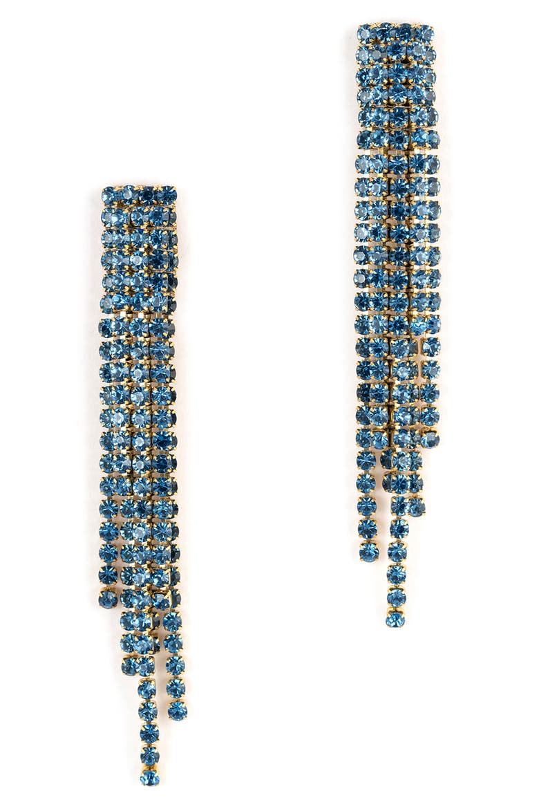 Elisa Crystal Linear Drop Earrings, Main, color, BLUE