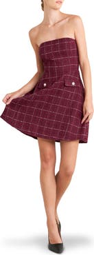 FREEMARKET Bouclé Tweed Strapless Minidress