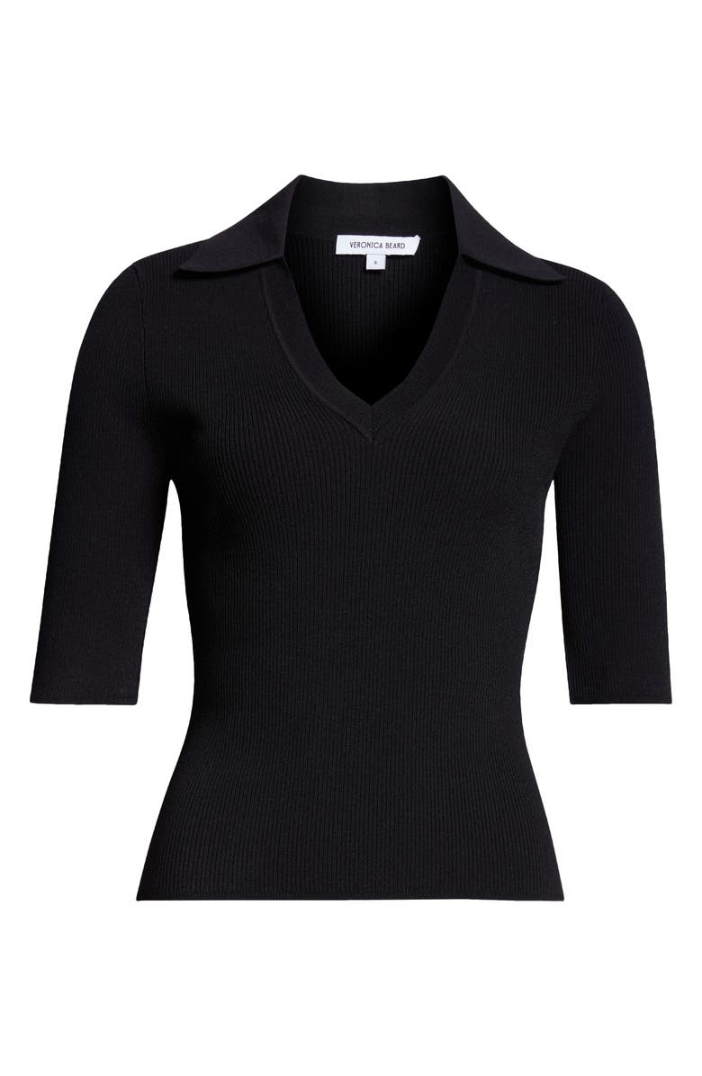 Veronica Beard Emily Johnny Collar Rib Knit Polo, Alternate, color,