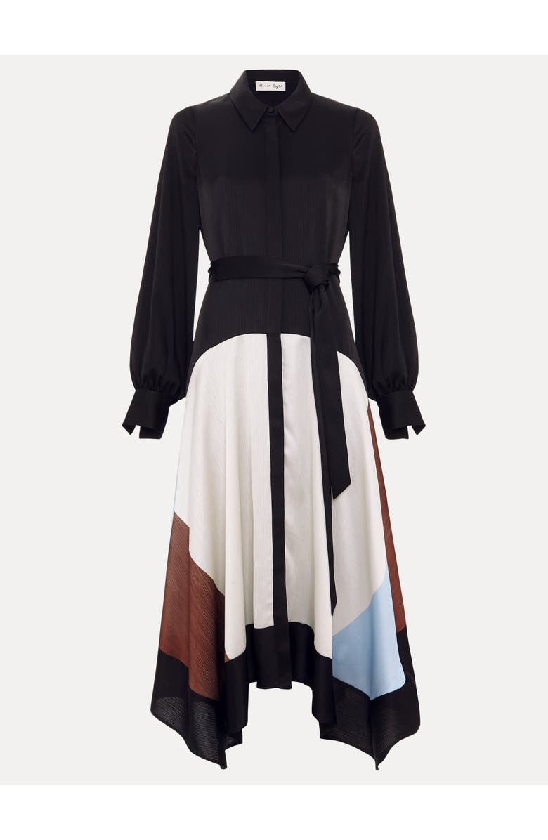 Phase Eight Samalie Satin Hanky Dress, Alternate, color, Black