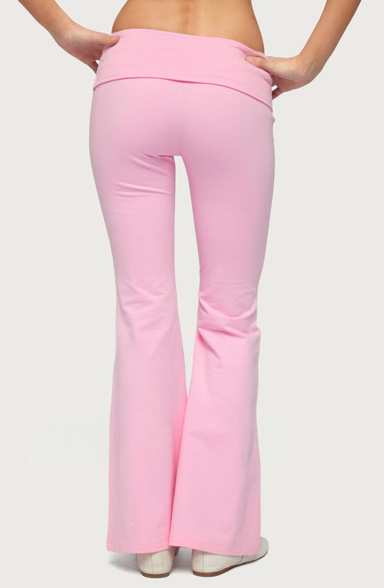 EDIKTED Naomi Foldover Flare Pants, Alternate, color, Light-Pink