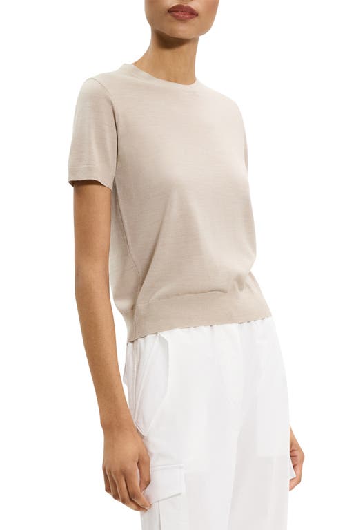 Theory Regal Short Sleeve Wool Sweater In Neutral