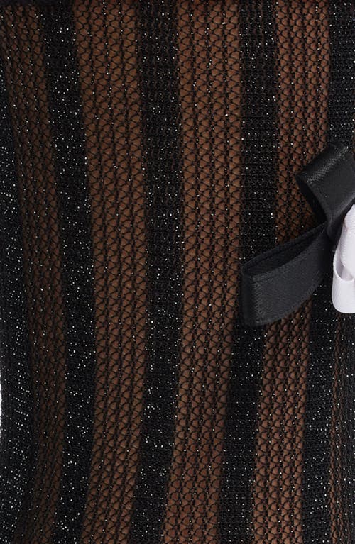 Stems Spencer Rose Stripe Mesh Crew Socks In Black