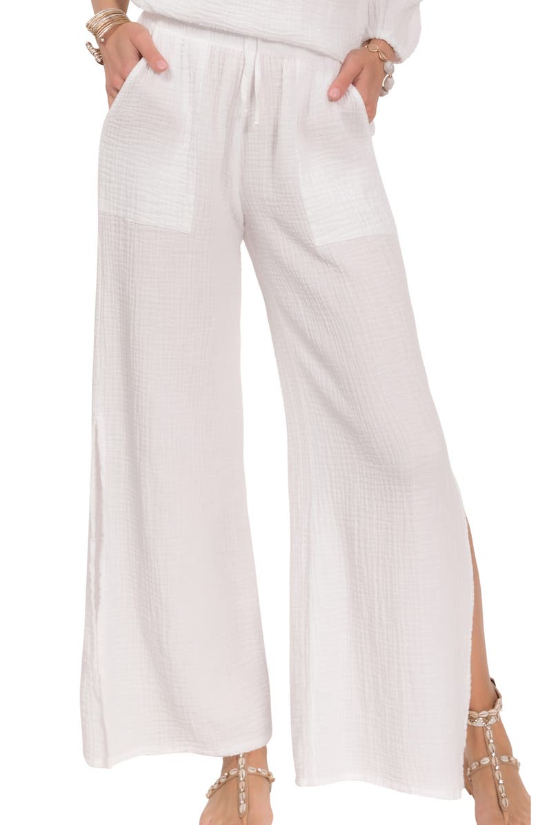 Everyday Ritual Riley Gauze Split Hem Pants, Alternate, color, White