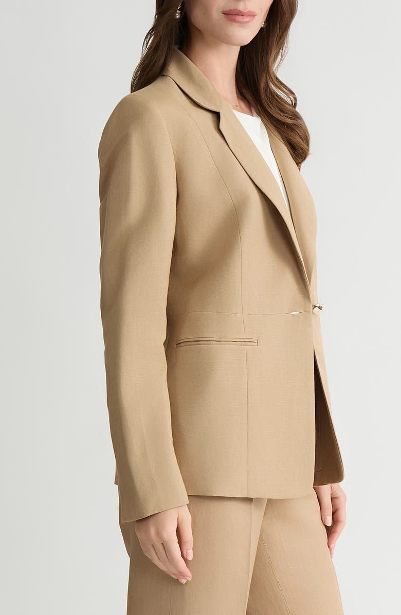 KASPER Linen Blend Jacket, Alternate, color, Toasted Wheat
